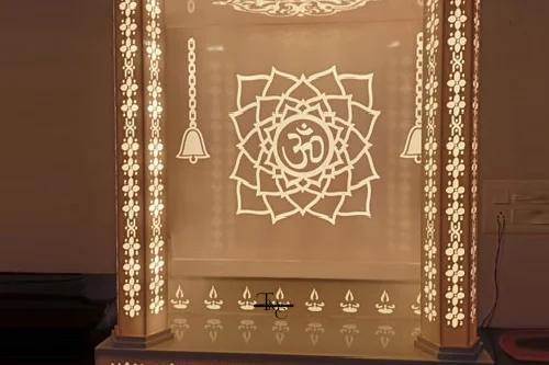Corian Marble Mandir with Lighting Backlit Panels
