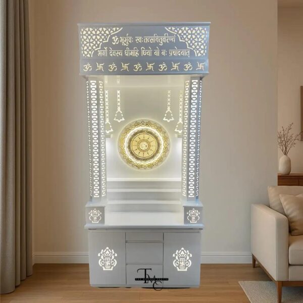 Exclusive Designer Wooden Home Temple with 3D Acrylic Om