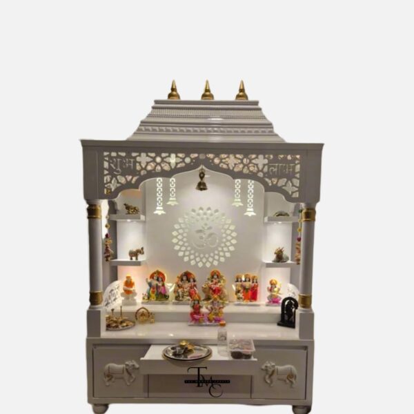 Elegant Modern Luxury Wooden Om Temple with Backlit