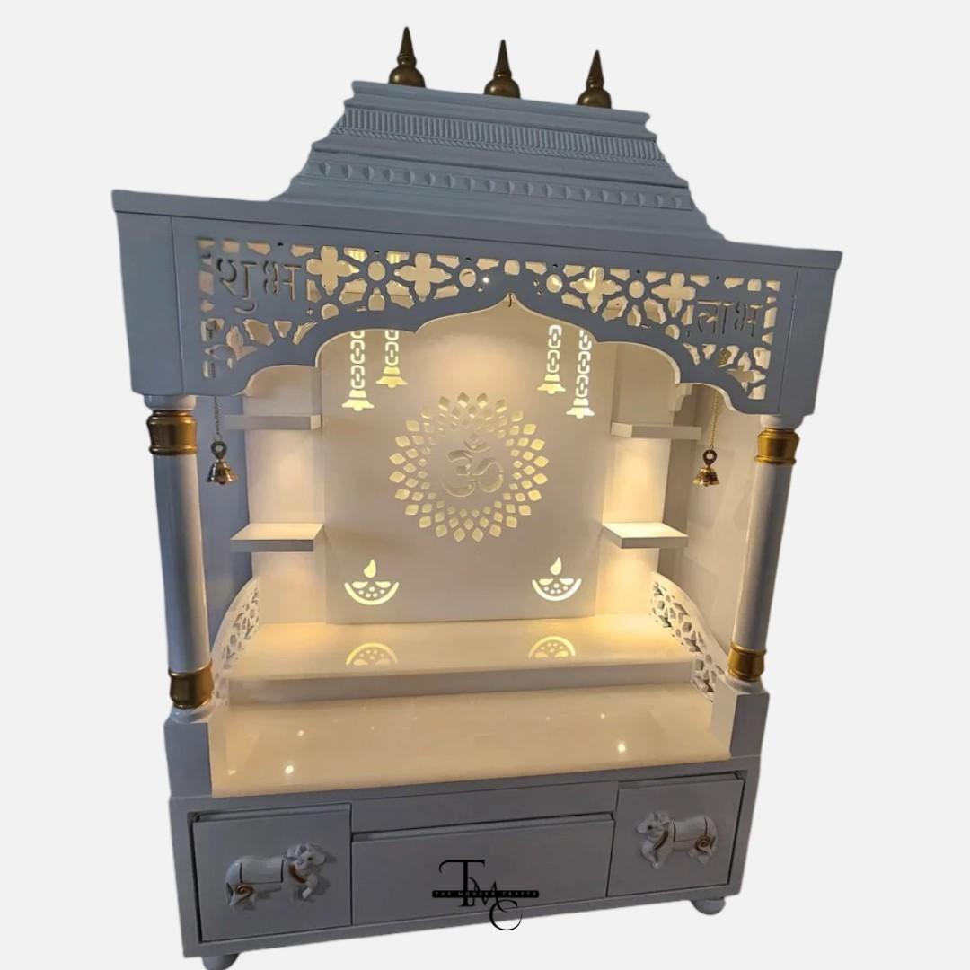 New-Project-86 Elegant Modern Luxury Wooden Om Temple with Backlit