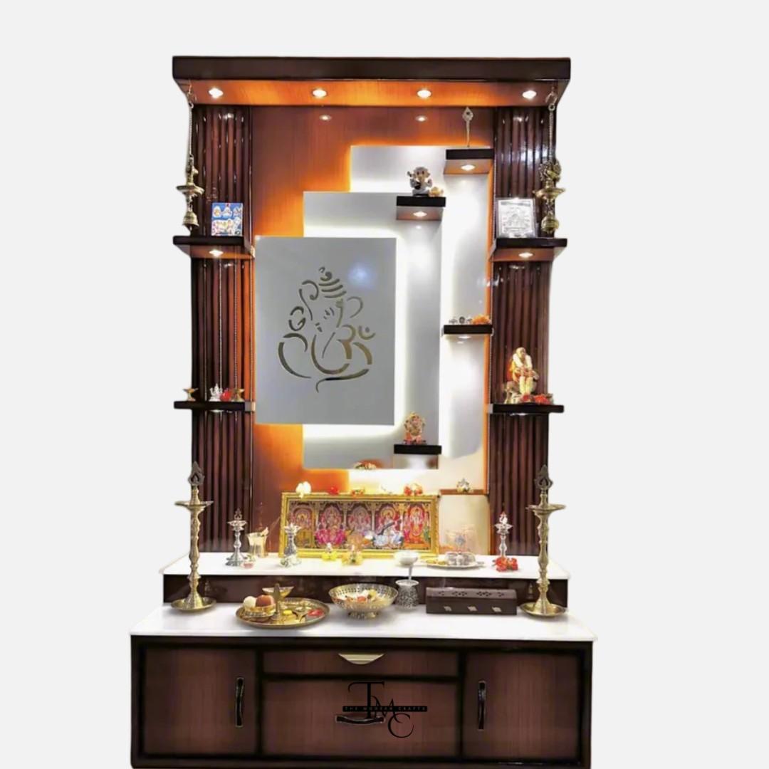 Premium MDF Ganesh Wooden Temple With LED Lights Premium MDF Ganesh Wooden Temple With LED Lights