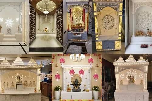 Corian Marble Mandir with Color Variation