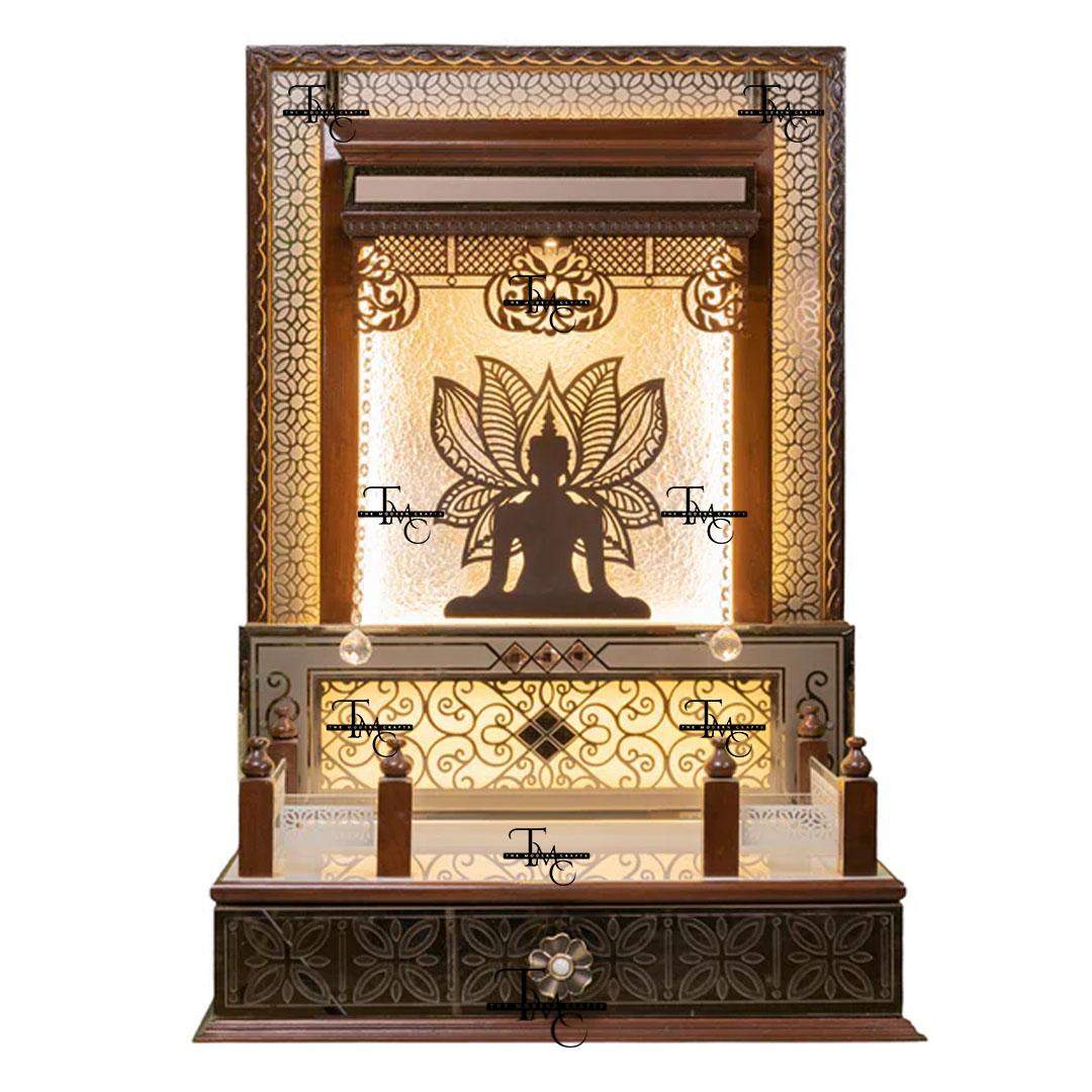 image 1 Lavish Lord Buddha Corian Pooja Mandir