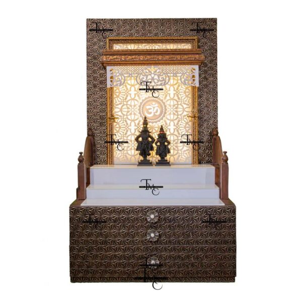 Elegant Corian Marble Mandir with Premium Bronze Finish