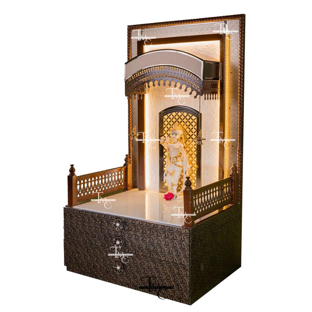 image 2 Premium Krishna Corian Marble Mandir With Brass Finish