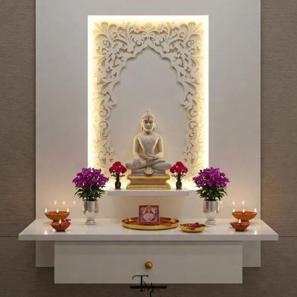 Backlit Corian Marble Mandir