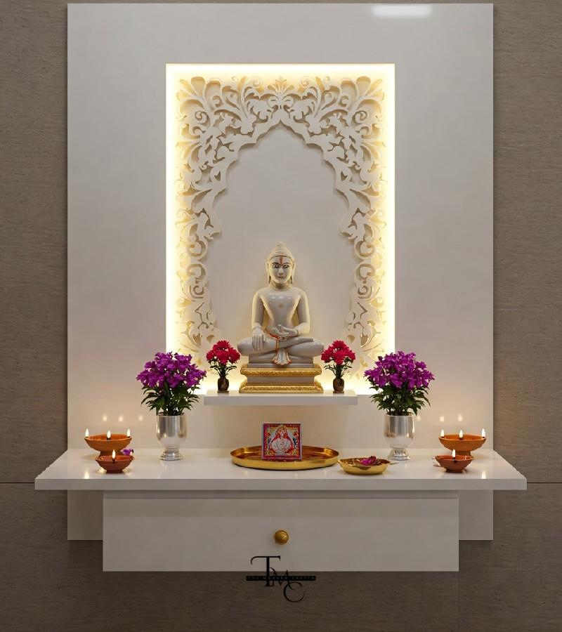 wall mounted11 Backlit Corian Marble Mandir