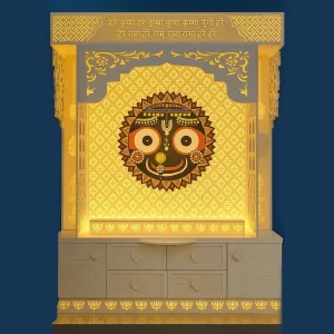 Intricate Back Panel With Jagannath and Drawers