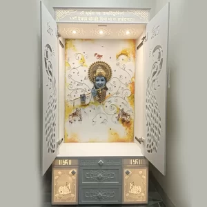 Krishna-themed Devghar Design