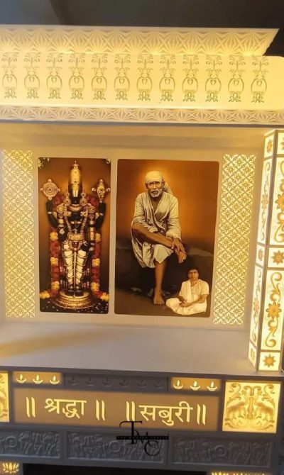 Illuminated Corian Marble Mandir