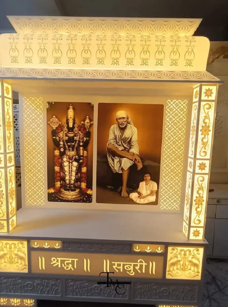 Illuminated Corian Marble Mandir
